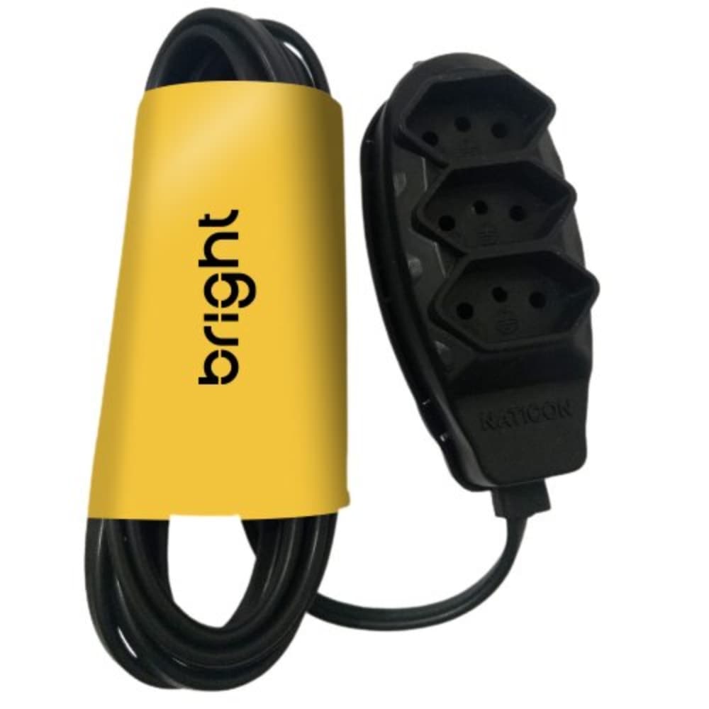 EXTENSAO ELETRICA MULTIPLA 2P+T  5 METROS 3 PINOS FL008 BRIGHT PRETA