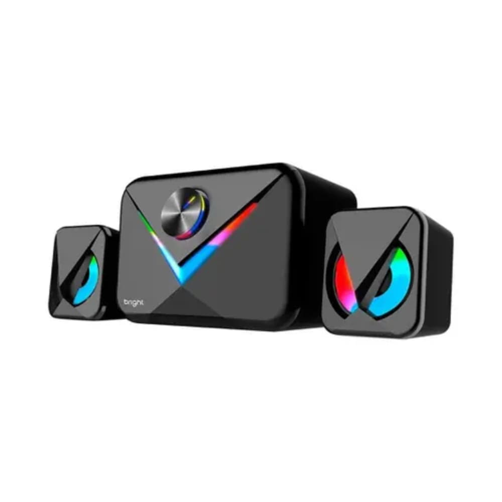CAIXA DE SOM USB SUBWOOFER 2.1 RGB CX004 11W BRIGHT PRETA