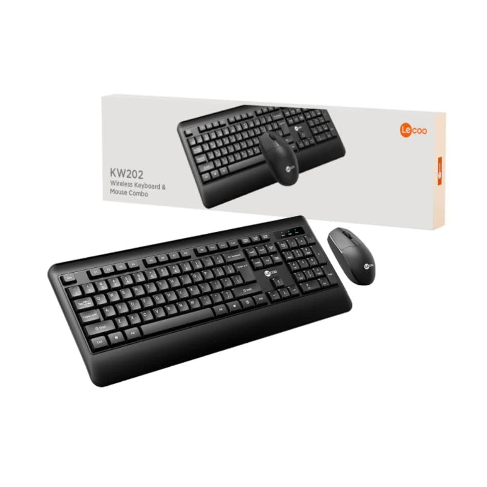 TECLADO E MOUSE SEM FIO LECOO KW202 PRETO