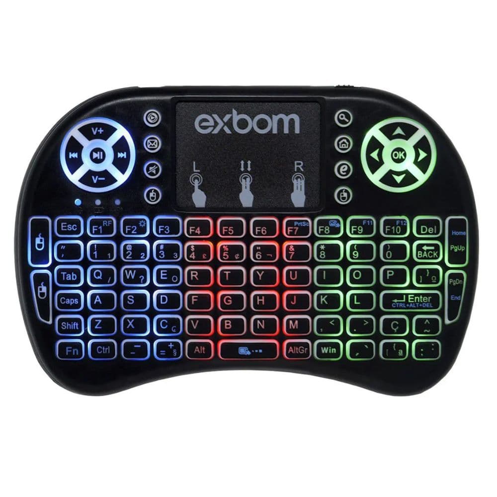 TECLADO MINI SEM FIO COM TOUCHPAD MOUSE SMART TV NOT KA 1118 KAPBOM