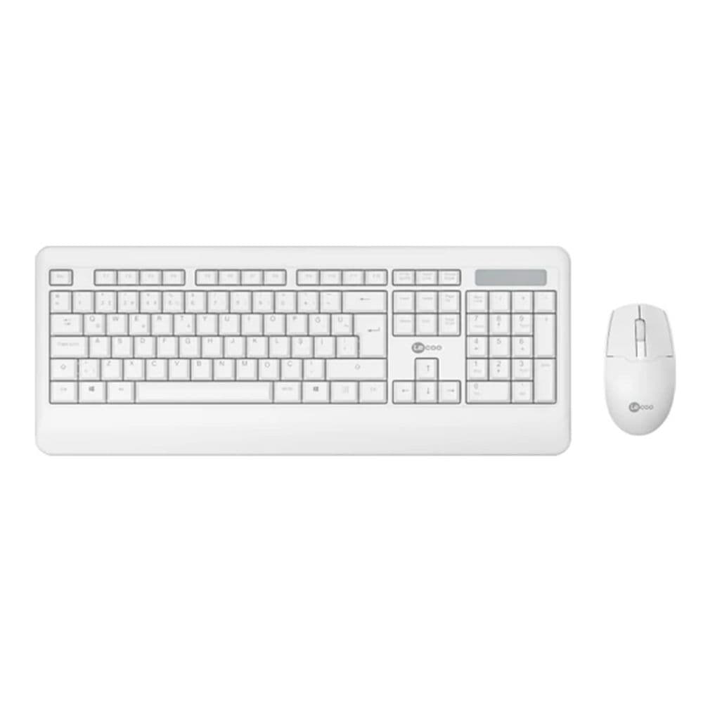 TECLADO E MOUSE SEM FIO LECOO KW202 BRANCO