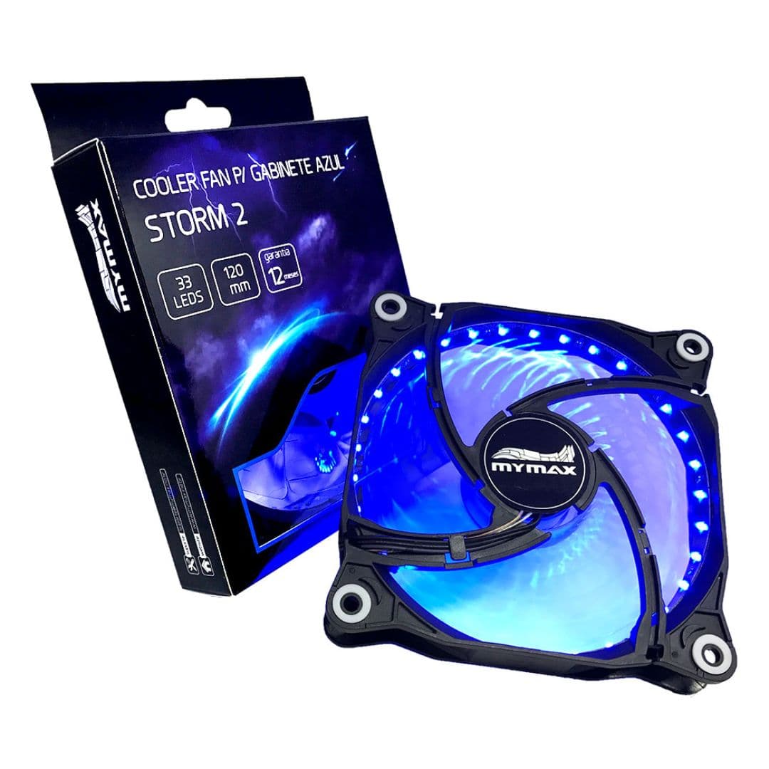 COOLER FAN 12 STORM II PRETO LED AZUL 120MM MYATECH