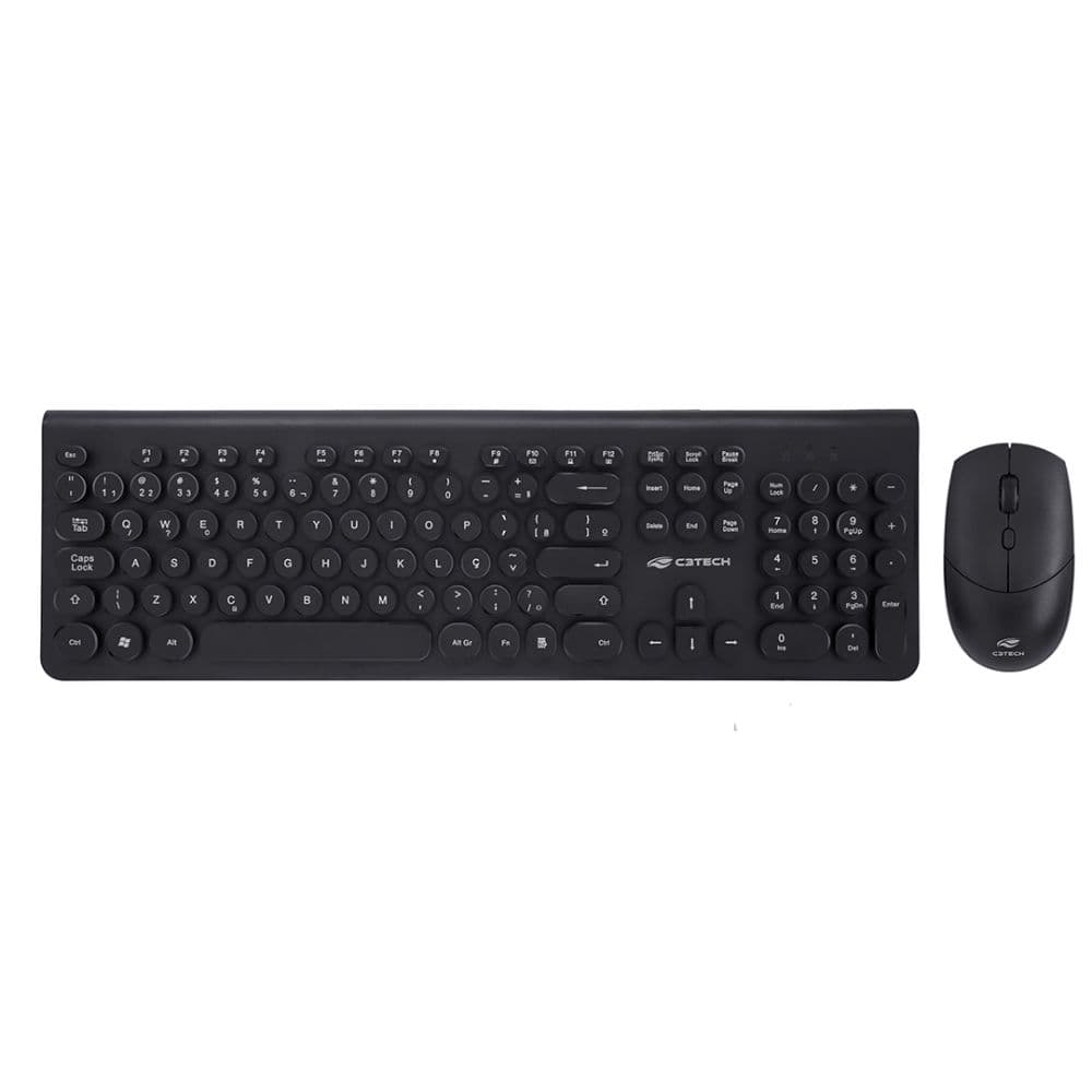 TECLADO E MOUSE SEM FIO C3 TECH K-W80BK PRETO