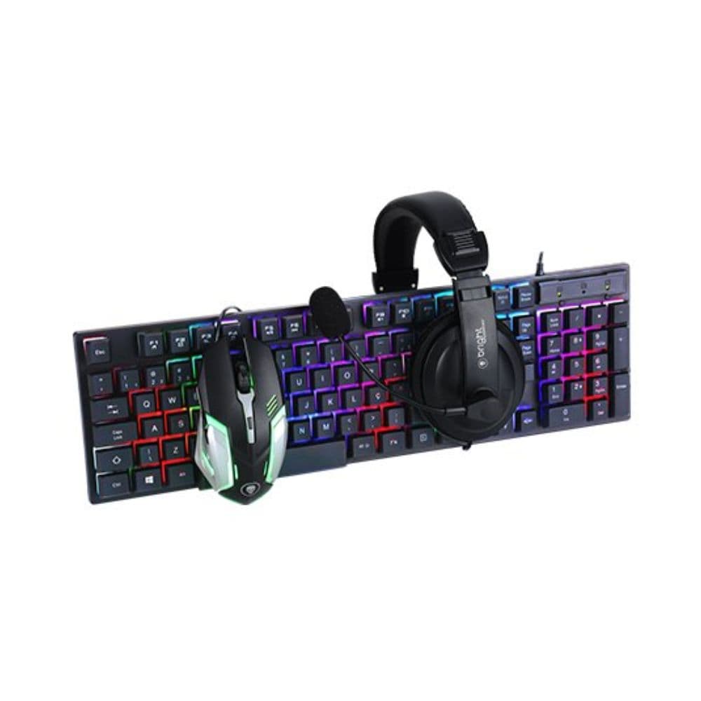 TECLADO E MOUSE+FONE GAMER USB LED CB02 TMH 0543 BRIGHT
