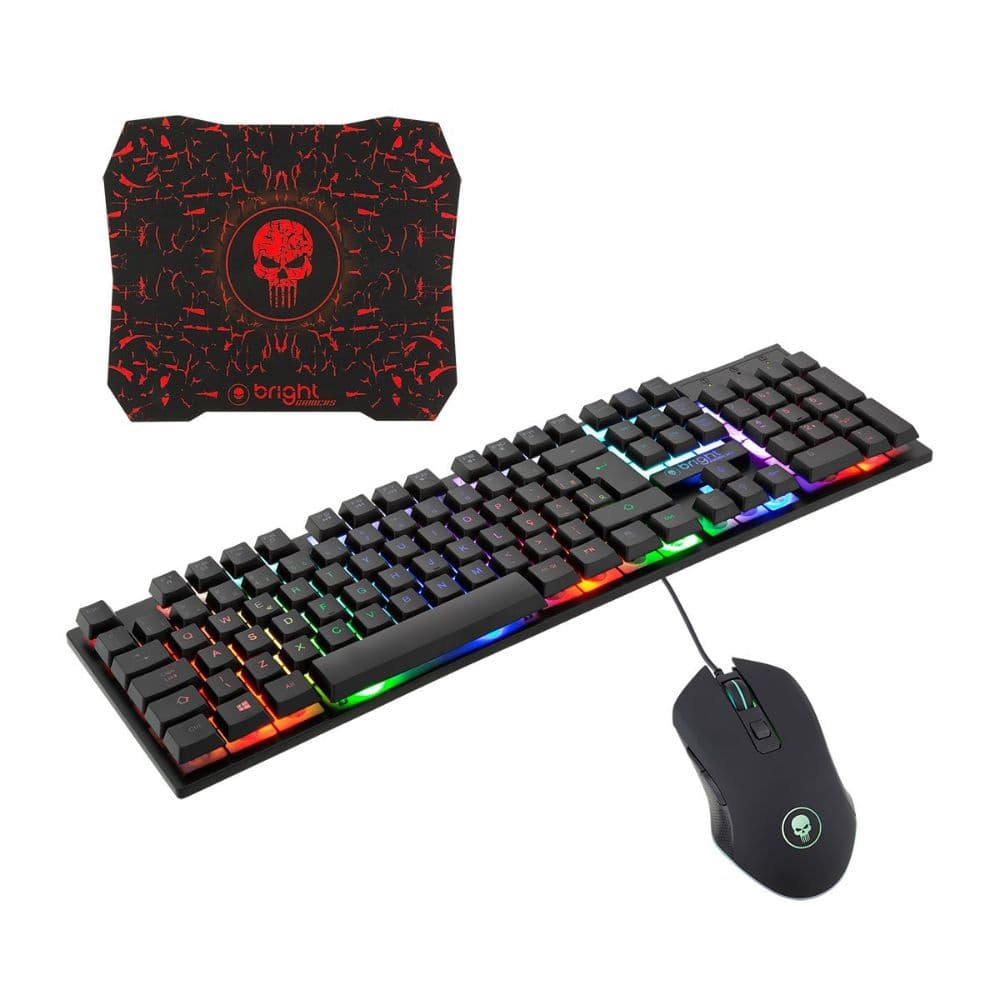 TECLADO E MOUSE+MOUSE PAD GAMER USB LED 0542 BRIGHT