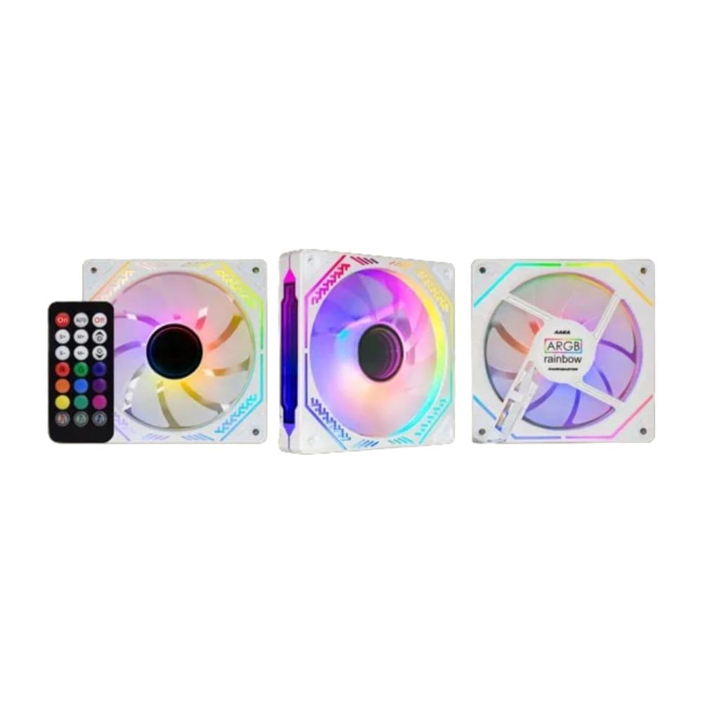 COOLER KIT 3 FANS 12MM ARGB COM CONTROLE E CONTROLADORA AARA GAMING MASTER WHITE