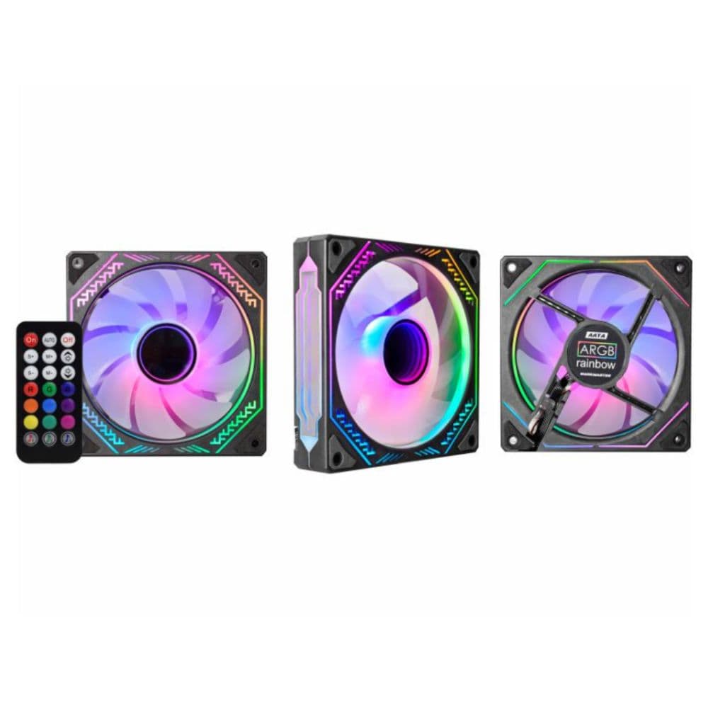 COOLER KIT 3 FANS 12MM ARGB COM CONTROLE E CONTROLADORA AATA INFINITY GAMING MASTER