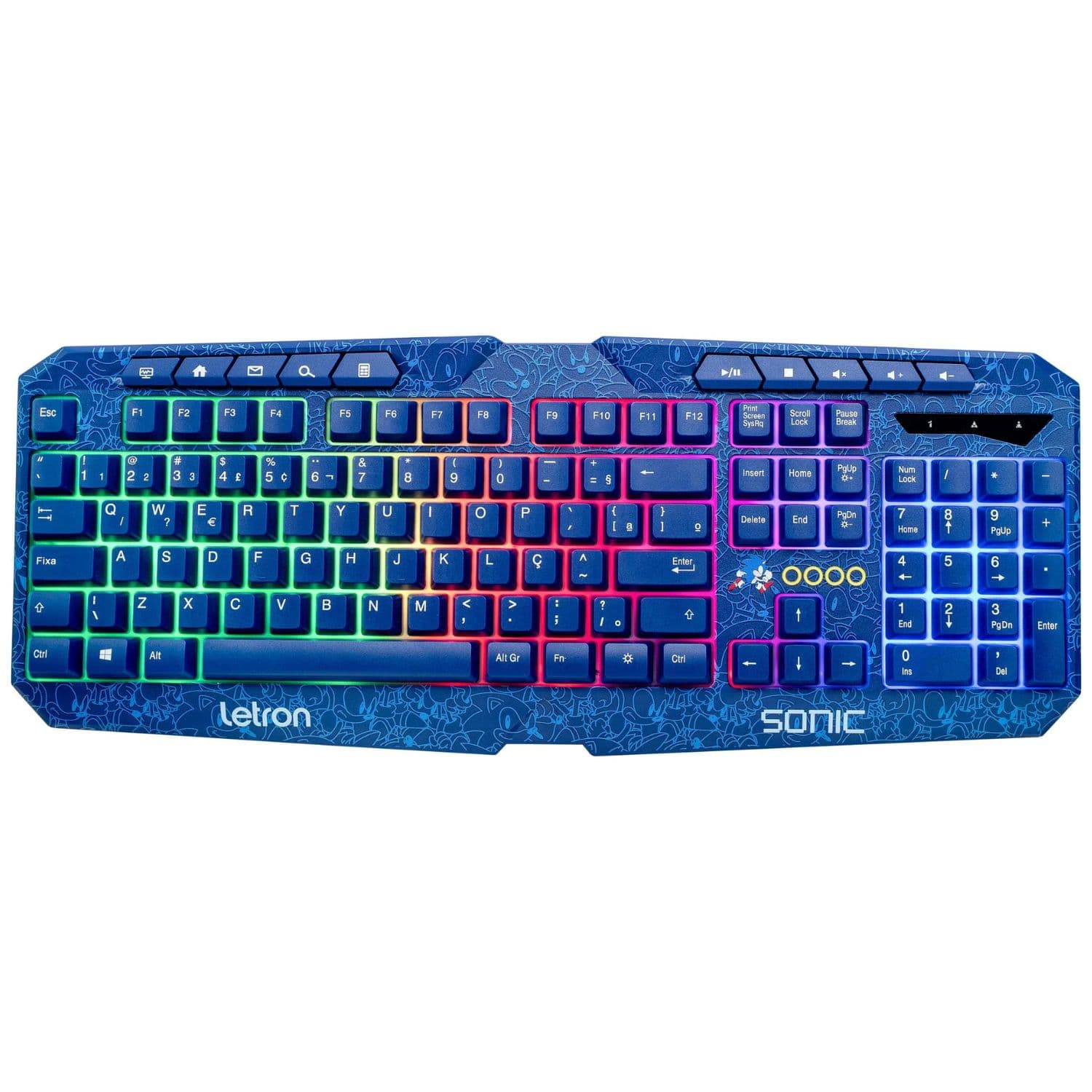 TECLADO GAMER USB LED LETRON SONIC AZ