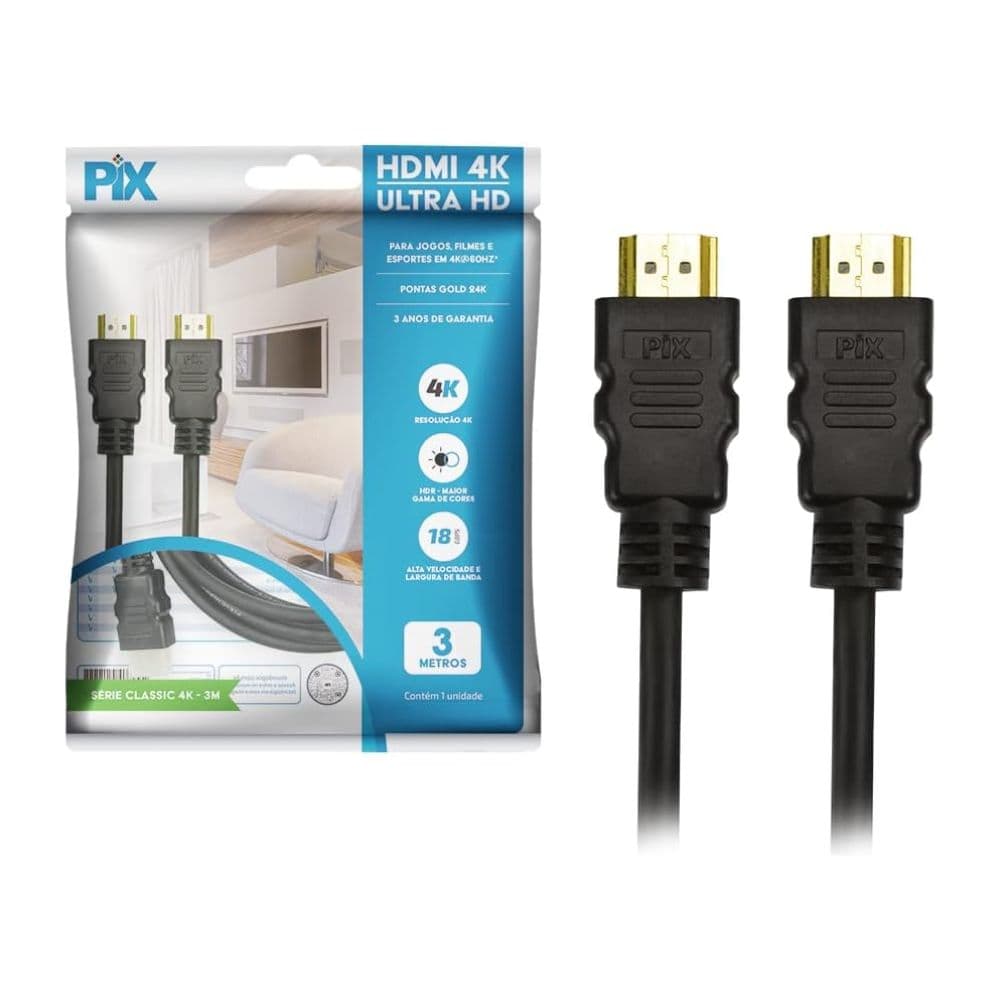CABO HDMI 2.0 4K 3 METROS PIX