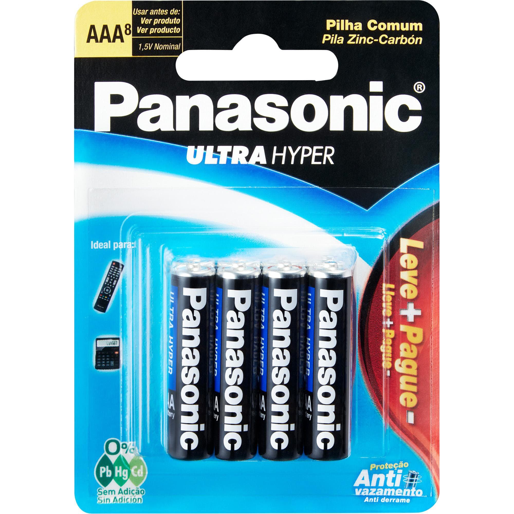 PILHA AAA C/8 R03UAL PANASONIC