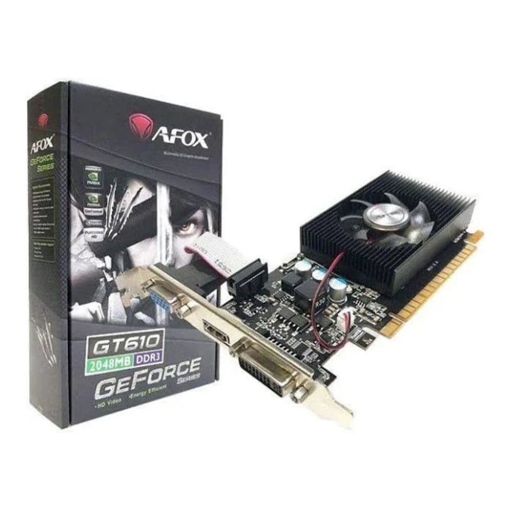 PLACA DE VÍDEO 2GB GT610 AFOX GT610 DDR3 VGA/DVI/HDMI