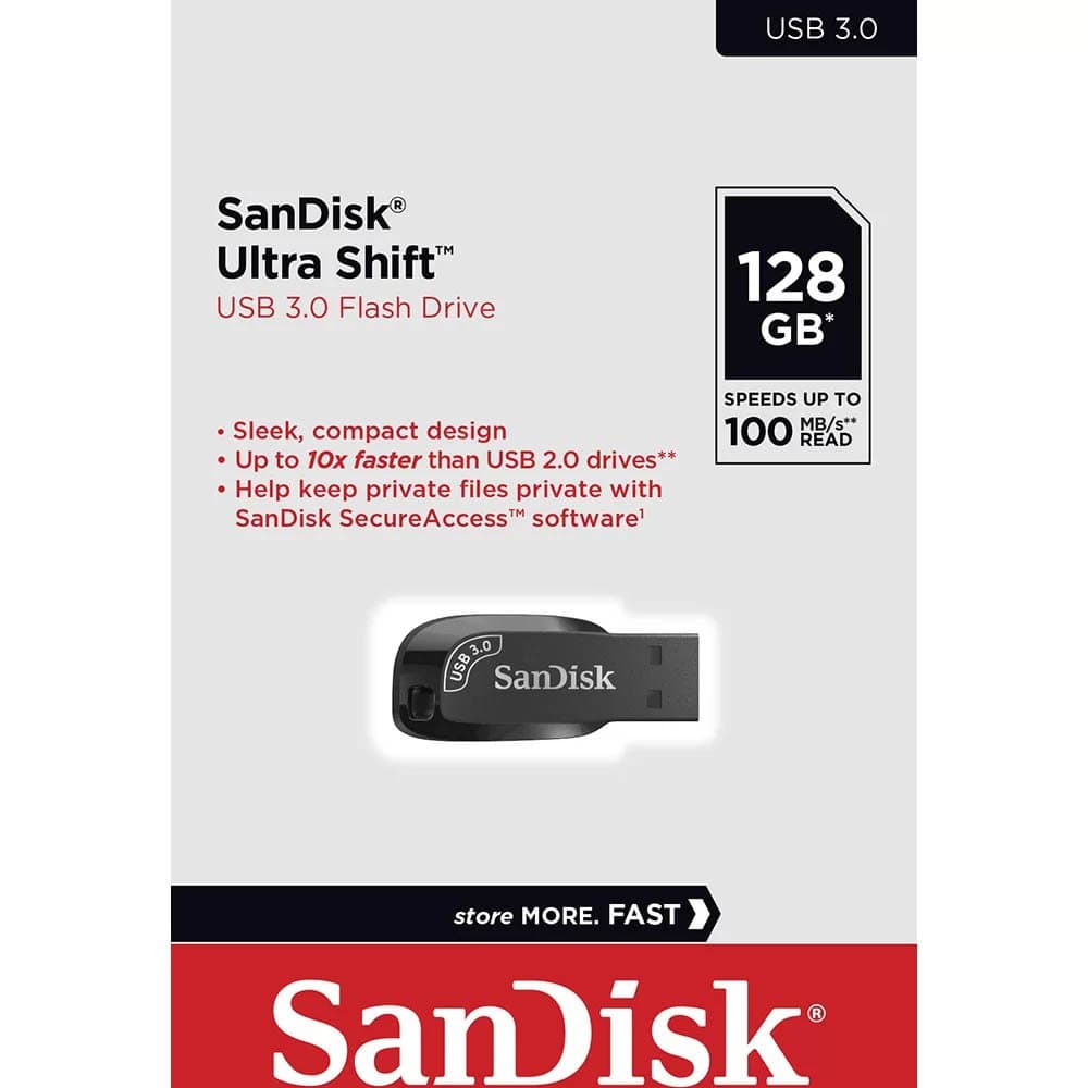 PENDRIVE 128GB SANDISK Z410 ULTRA SHIFT 100MBS USB 3.0