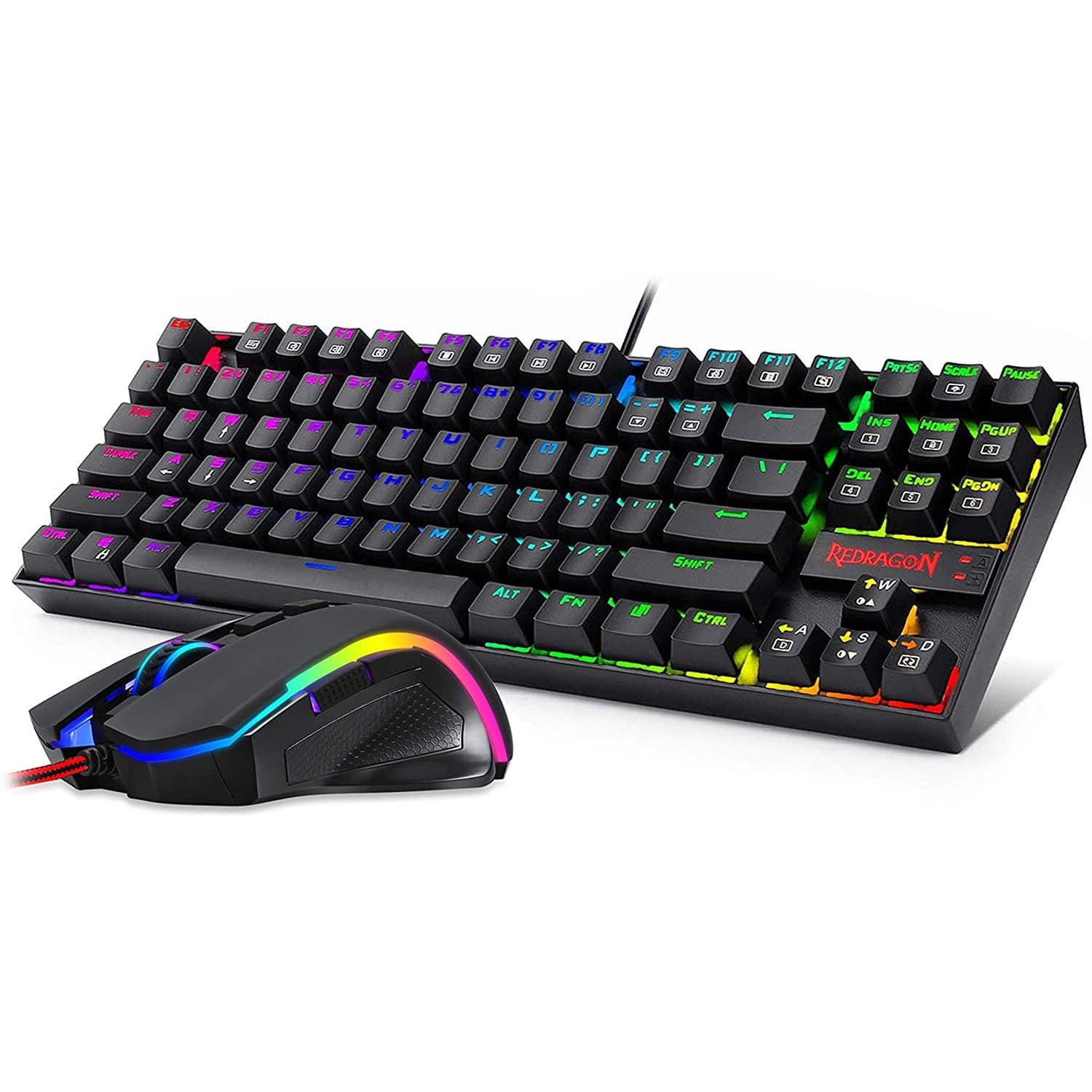 TECLADO E MOUSE GAMER REDRAGON MECANICO USA K552RGB ESSENTIALS RGB PRETO