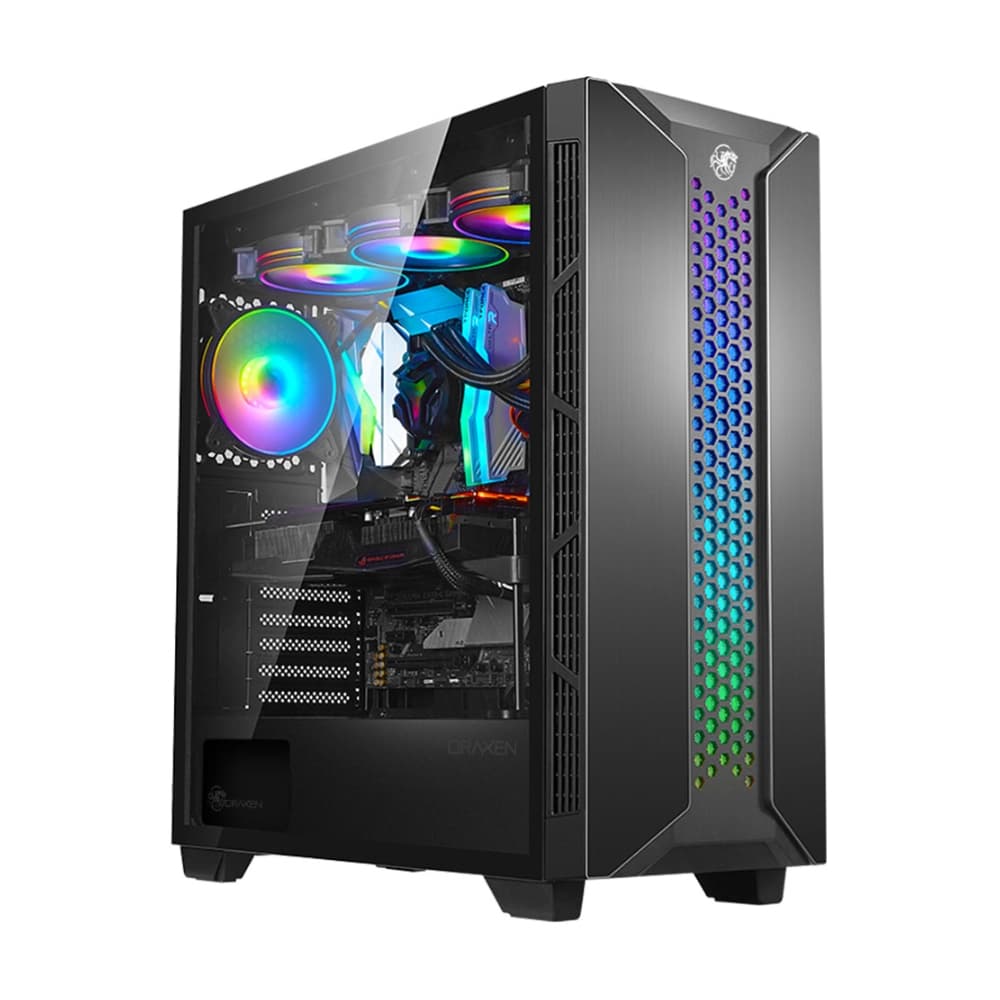 GABINETE GAMER ATX THALATHA ALUMINIO ARGB DRAXEN PRETO