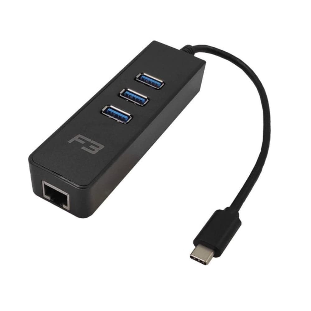 HUB TIPO C PARA USB 3.0 e RJ45 JC-TYC-R03 10/100/1000 F3
