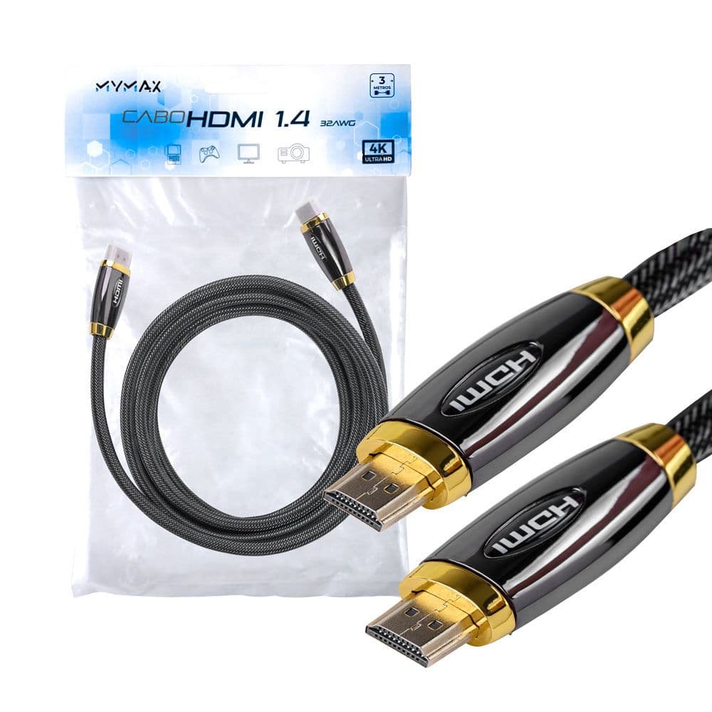 CABO HDMI 1.4V 4K 3 METROS MYMAX PRETO