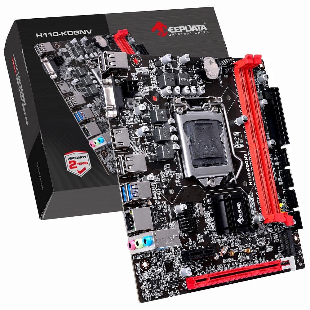 PLACA MÃE 1151 KEEPDATA H110M GDGNV M.2/VGA/HDMI DDR4 6/7/8 G