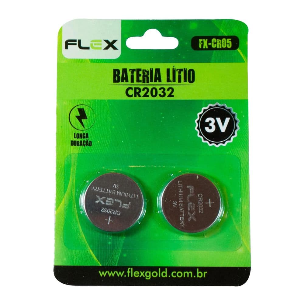 PILHA MOEDA LITHIUM 3V CR2032 FLEX 2 UN
