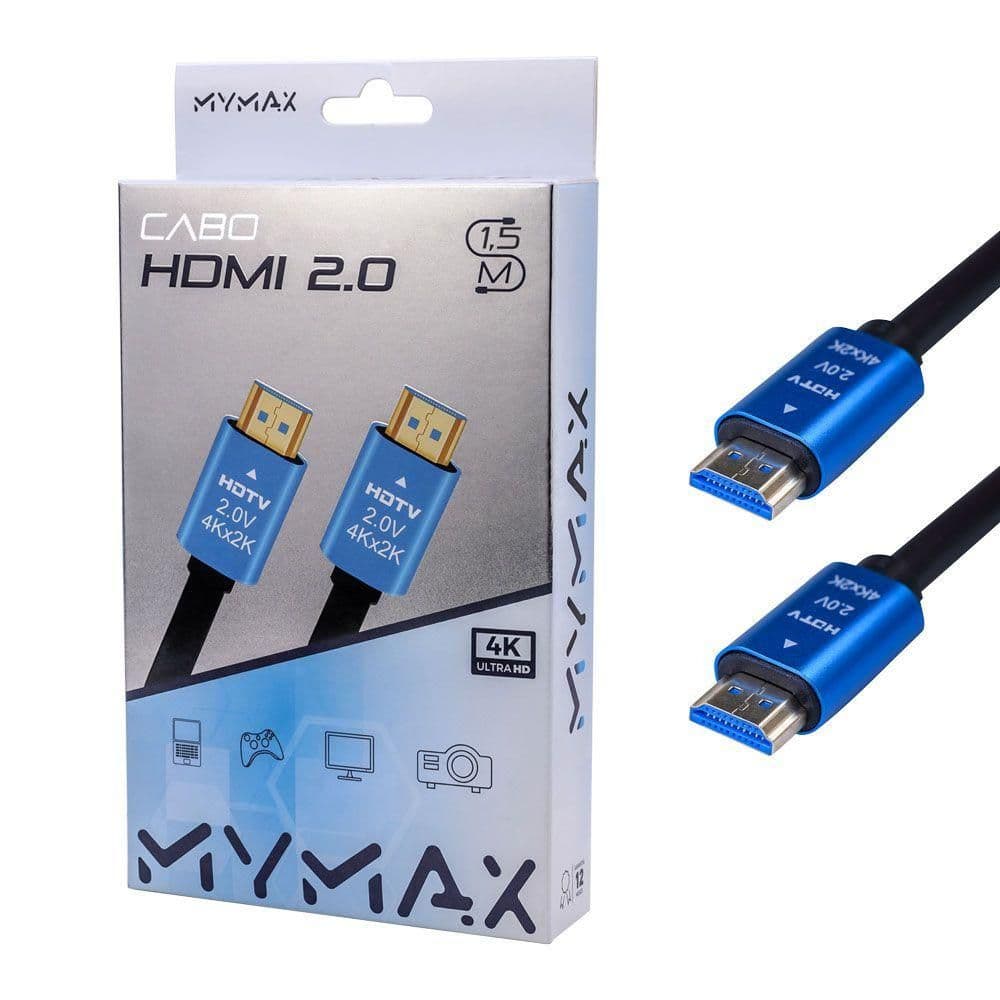 CABO HDMI 2.0 4K 1.5 METROS MYMAX PRETO