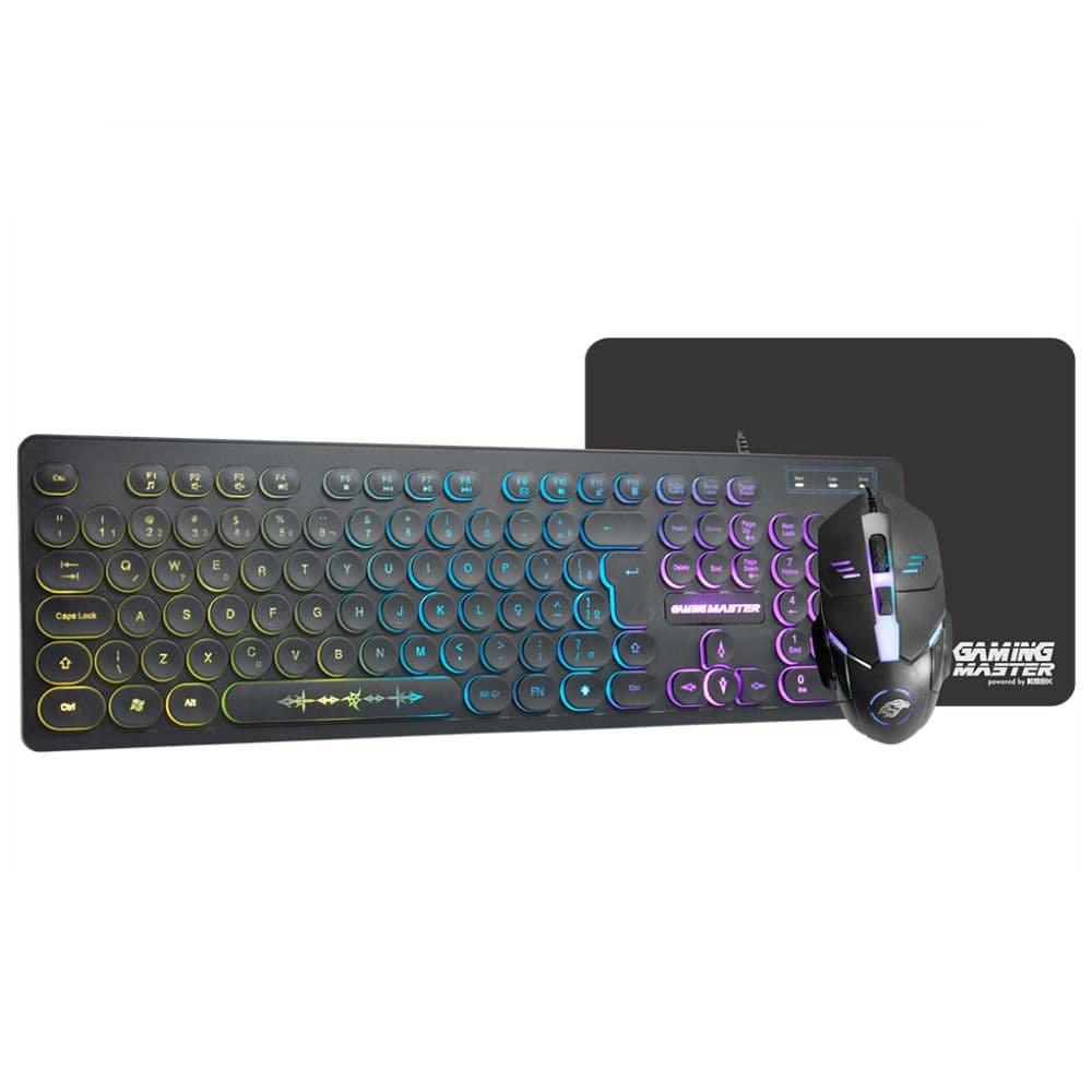 TECLADO E MOUSE GAMER RGB USB KM7628 + MOD734 +PAD FXX K-MEX
