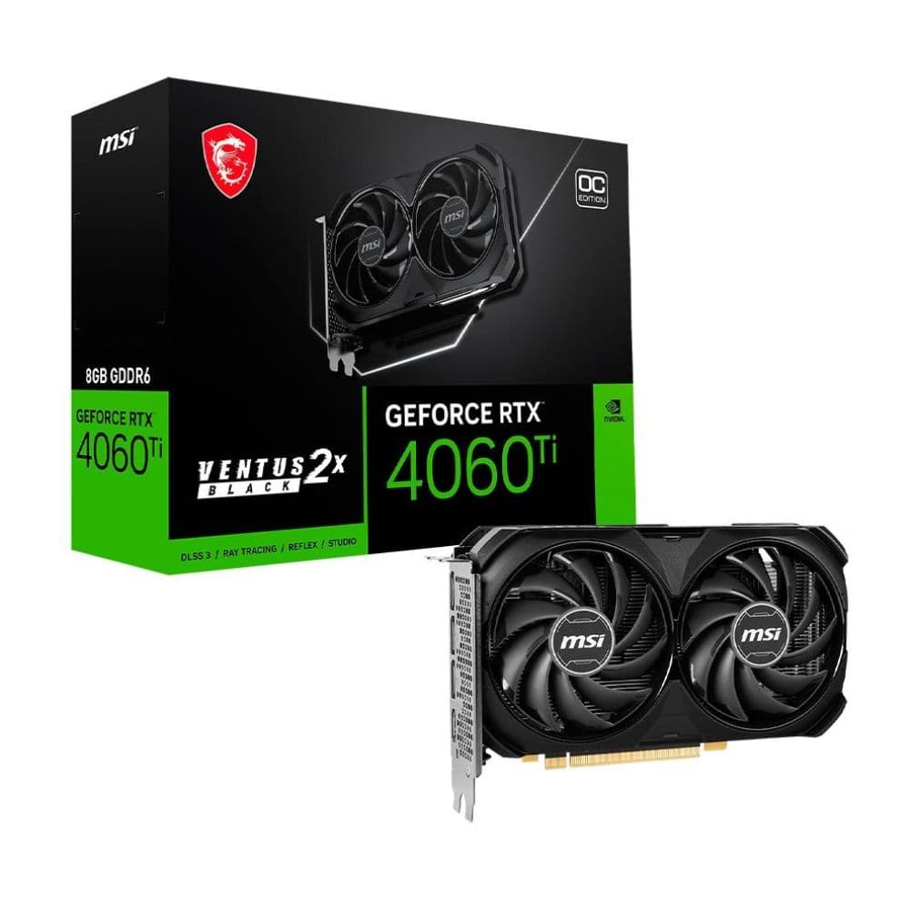 PLACA DE VÍDEO 8GB GF-RTX4060TI MSI VENTUS 2X OC BLACK HDMI/DP