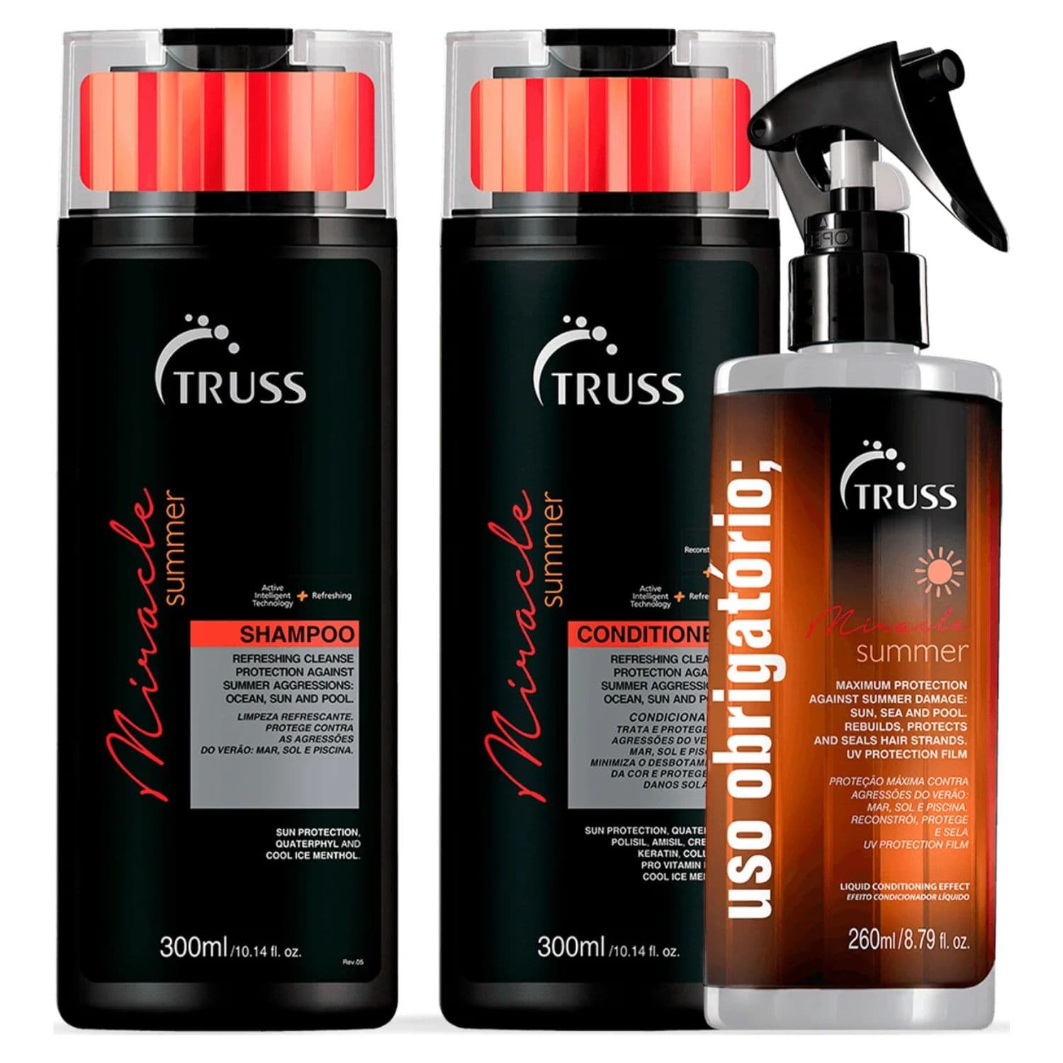SHAMPOO E CONDICIONADOR TRUSS MIRACLE SUMMER+LEAVE IN - 3 PRODUTOS