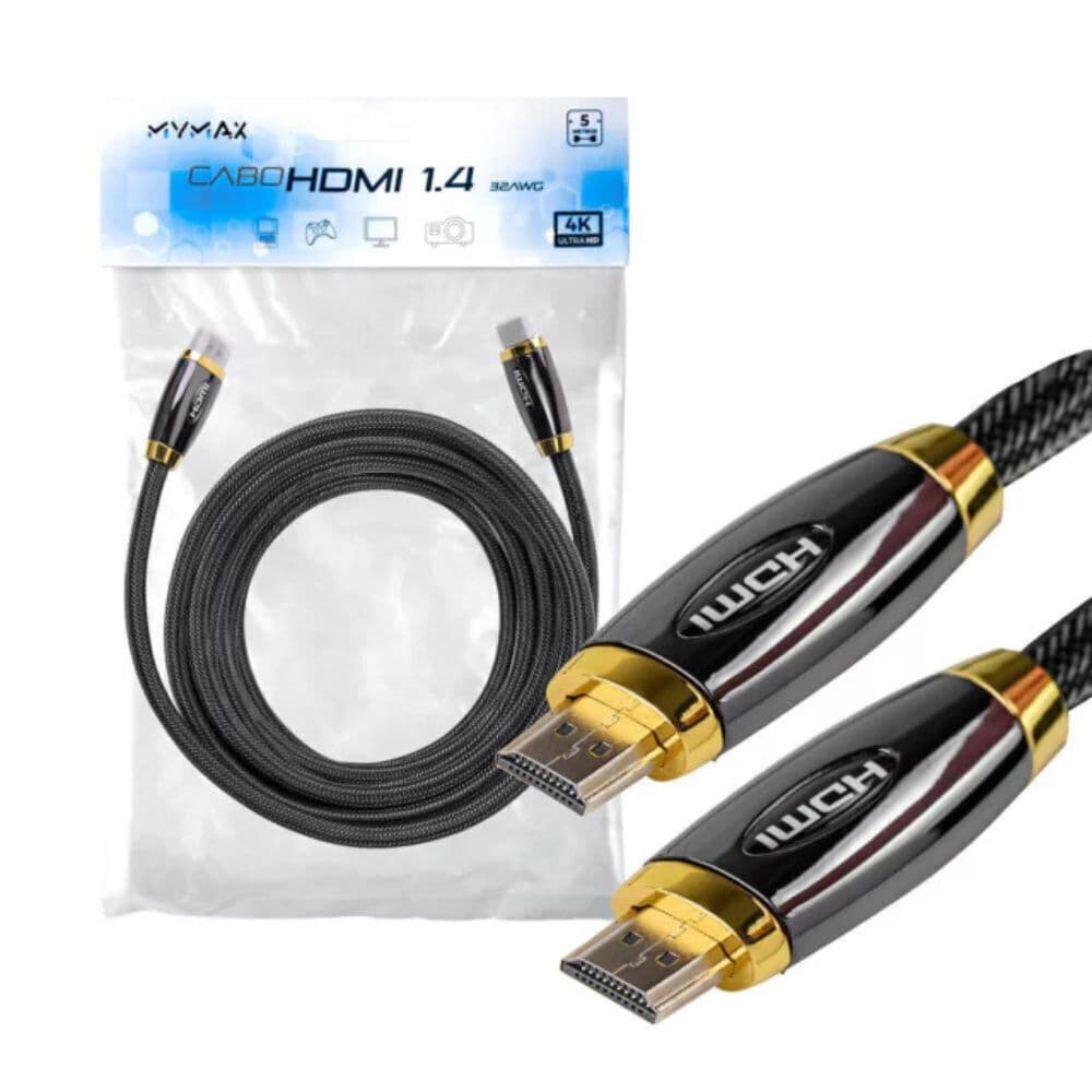 CABO HDMI 1.4V 4K 5 METROS MYMAX PRETO