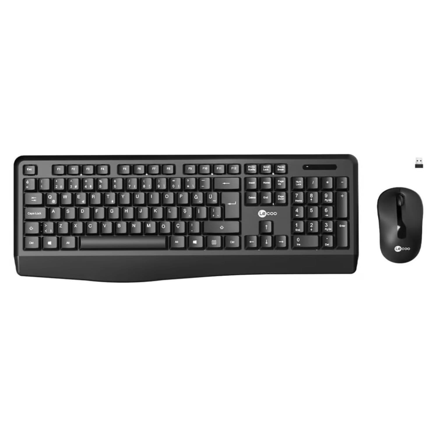 TECLADO E MOUSE SEM FIO KW211 LECOO PRETO