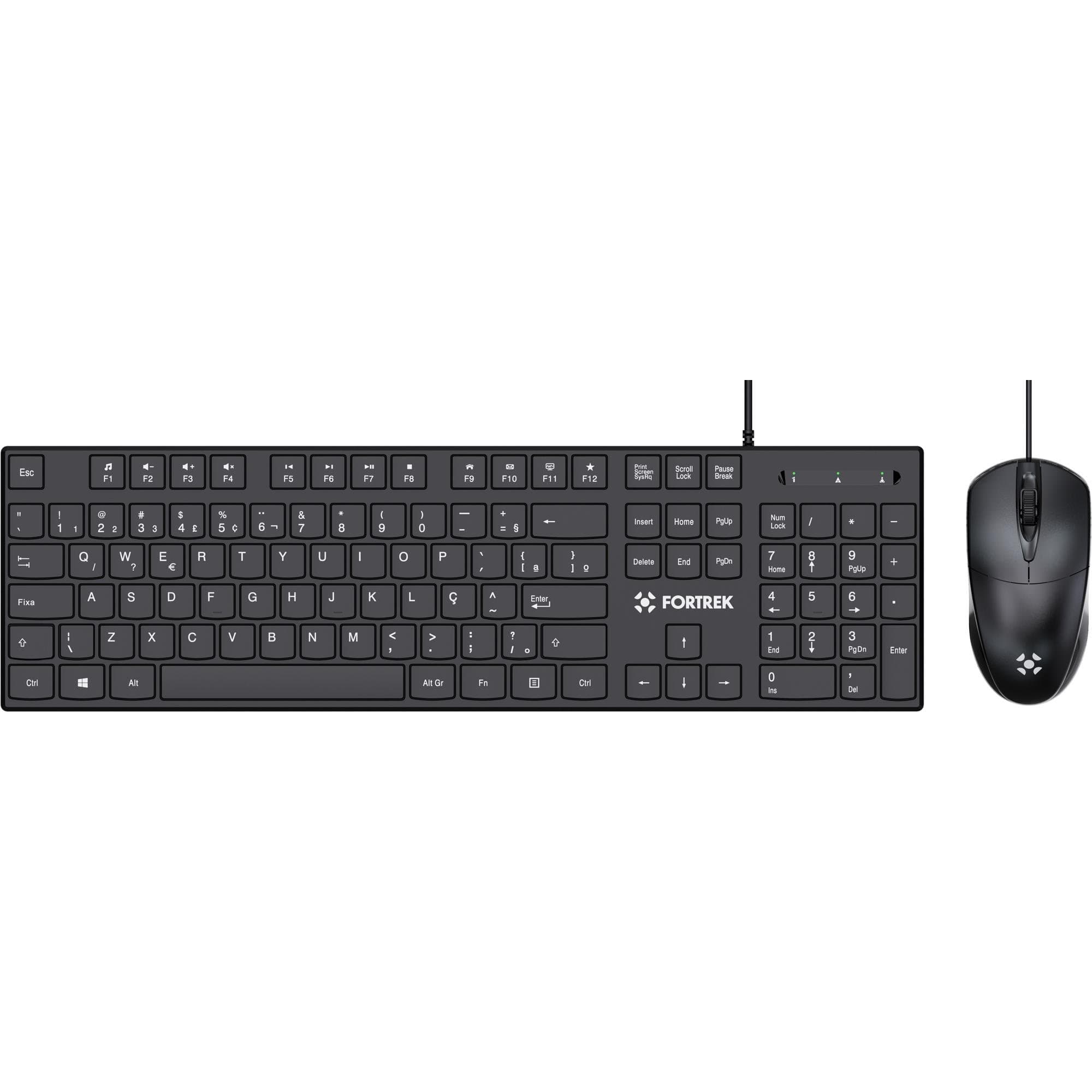 TECLADO E MOUSE USB C13 FORTREK PRETO