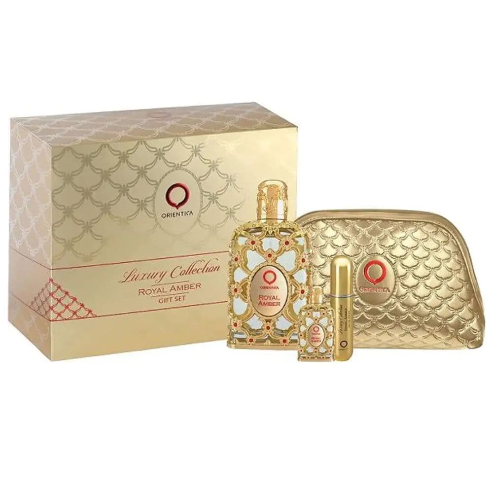 PERFUME ORIENTICA ROYAL AMBER KIT 3 PÇS EDP 80ML ARABE