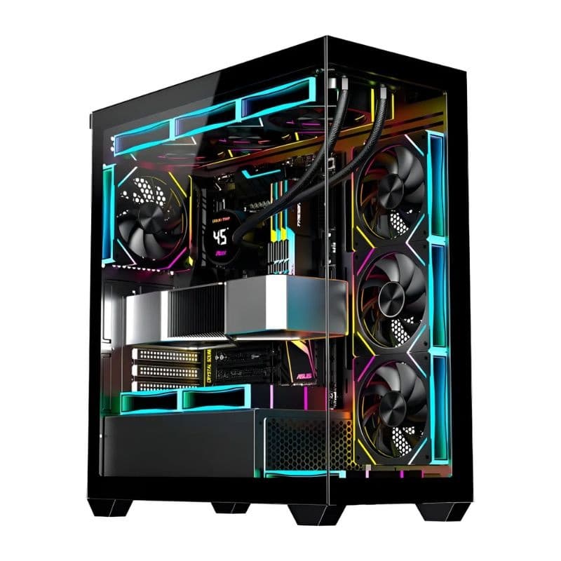 GABINETE GAMER MICRO ATX AQUARIO CG-36DY TORRE NEGRA K-MEX PRETO