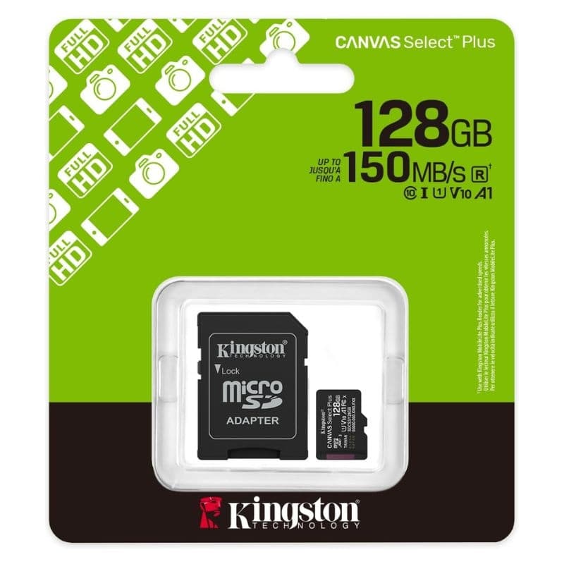 MICRO SD 128GB KINGSTON CLASSE 10 CANVAS 150MB/S 2X1