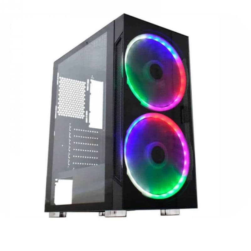 GABINETE GAMER AQUARIO CG-04A1 ANJO DE COMBATE 4 2FAN 200MM 5 CORES K-MEX PRETO