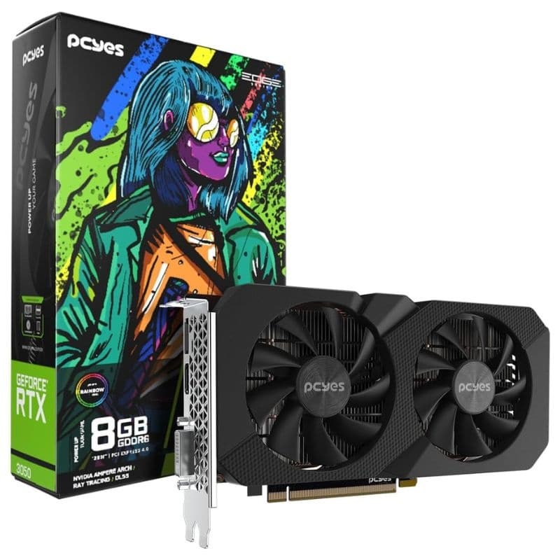 PLACA DE VÍDEO 8GB GF RTX3050 NVIDIA PCYES DDR6 128 BIT HDMI/DP