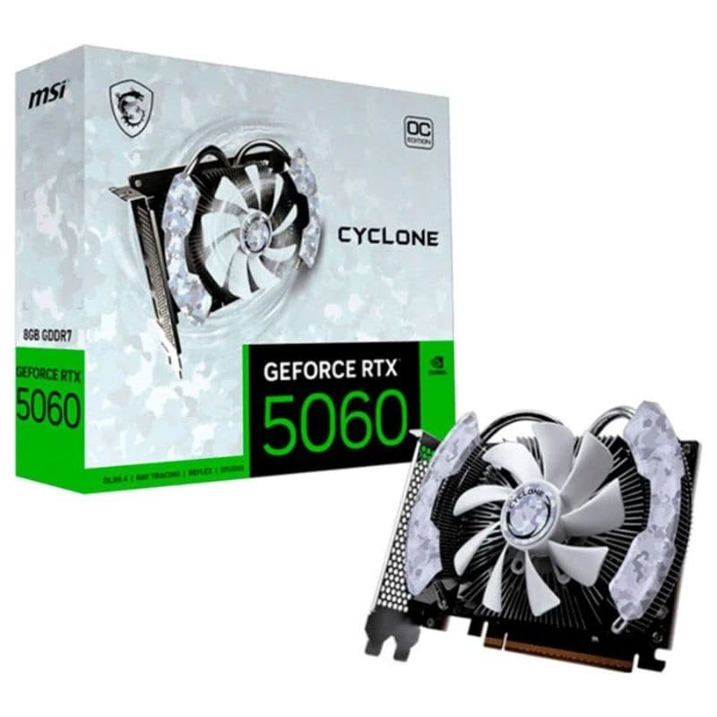 PLACA DE VÍDEO MSI 8GB GF RTX5060 CYCLONE OC NVIDIA GDDR7 128 BITS