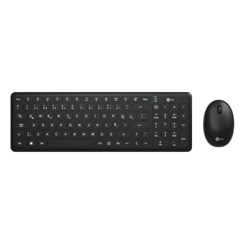 TECLADO E MOUSE SEM FIO KW204 LECOO PRETO